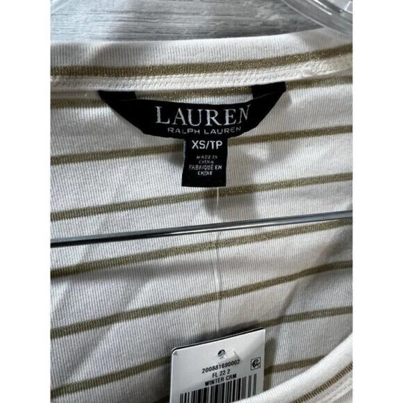 Metallic Striped Ruffle-Trim Knit Top LAUREN Ralph‎ Lauren XSP - Picture 7 of 11